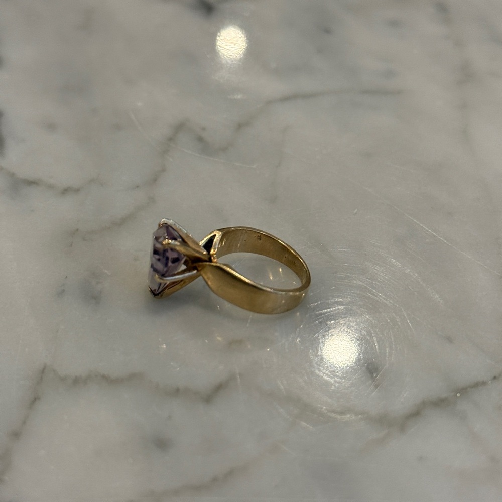 14k GOLD & AMETHYST Rose de France Cocktail Ring, Circa 1960s–70s - Picture 7 of 9